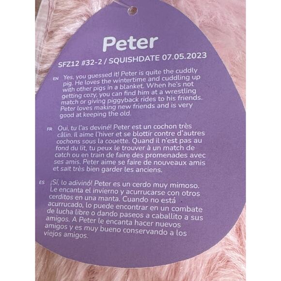 Fuzzamallows by Original Squishmallows Peter The Pink Pig 12 in Plush New - Picture 7 of 7